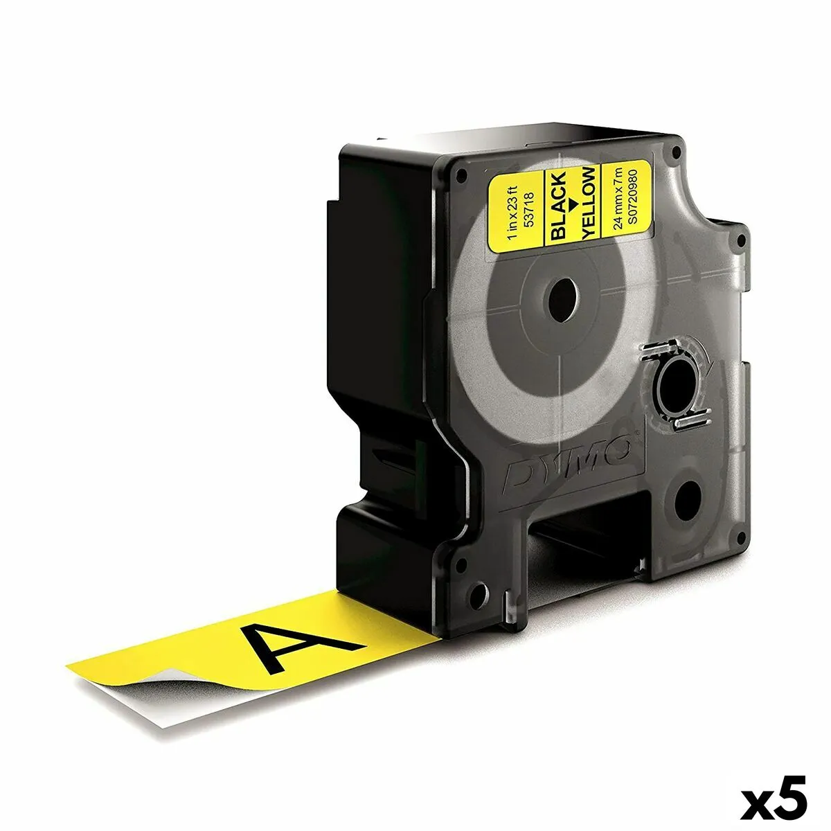 Nastro Laminato per Etichettatrici Dymo D1 53718 24 mm LabelManager™ Nero Giallo (5 Unità)