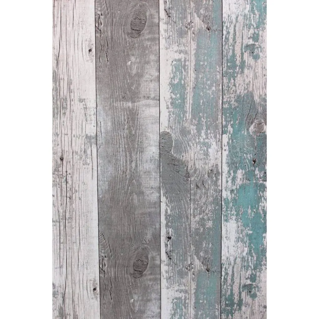 Topchic Carta da Parati Wooden Planks Grigio Scuro e Blu