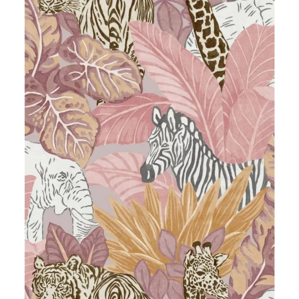 Good Vibes Carta da Parati Jungle Animals Rosa e Arancione