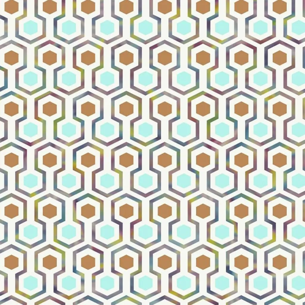 Good Vibes Carta da Parati Hexagon Pattern Verde e Arancione