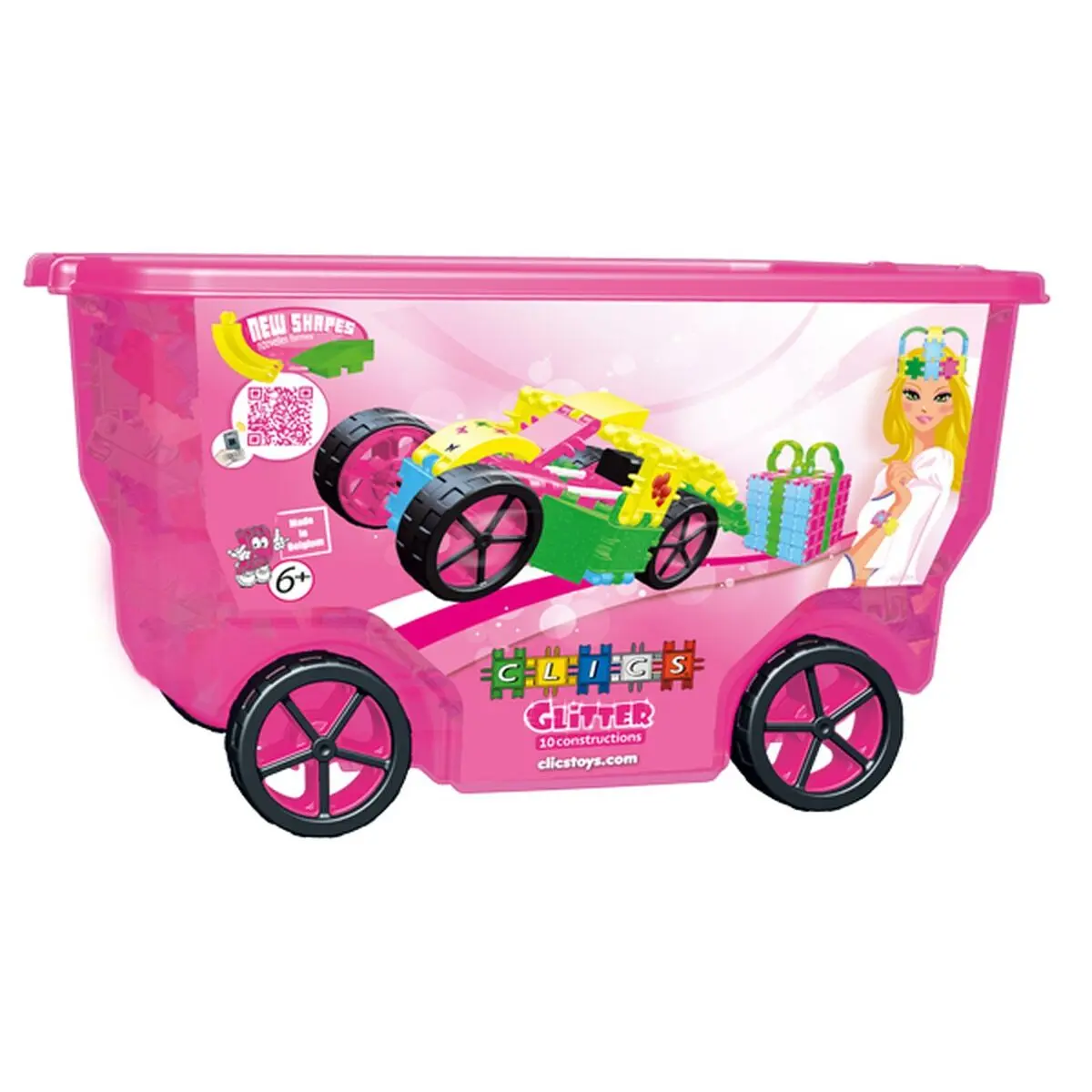 Set di Costruzioni Clics ROLLERBOX GLITTER Multicolore 400 Pezzi