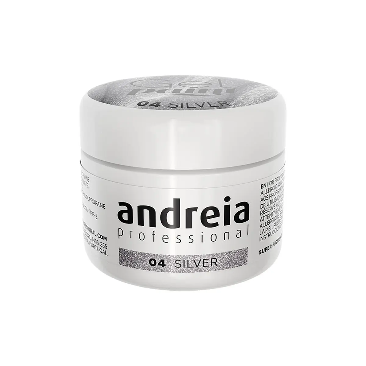 Smalto per unghie in gel Andreia Gel Paint Argentato Nº 04 4 ml