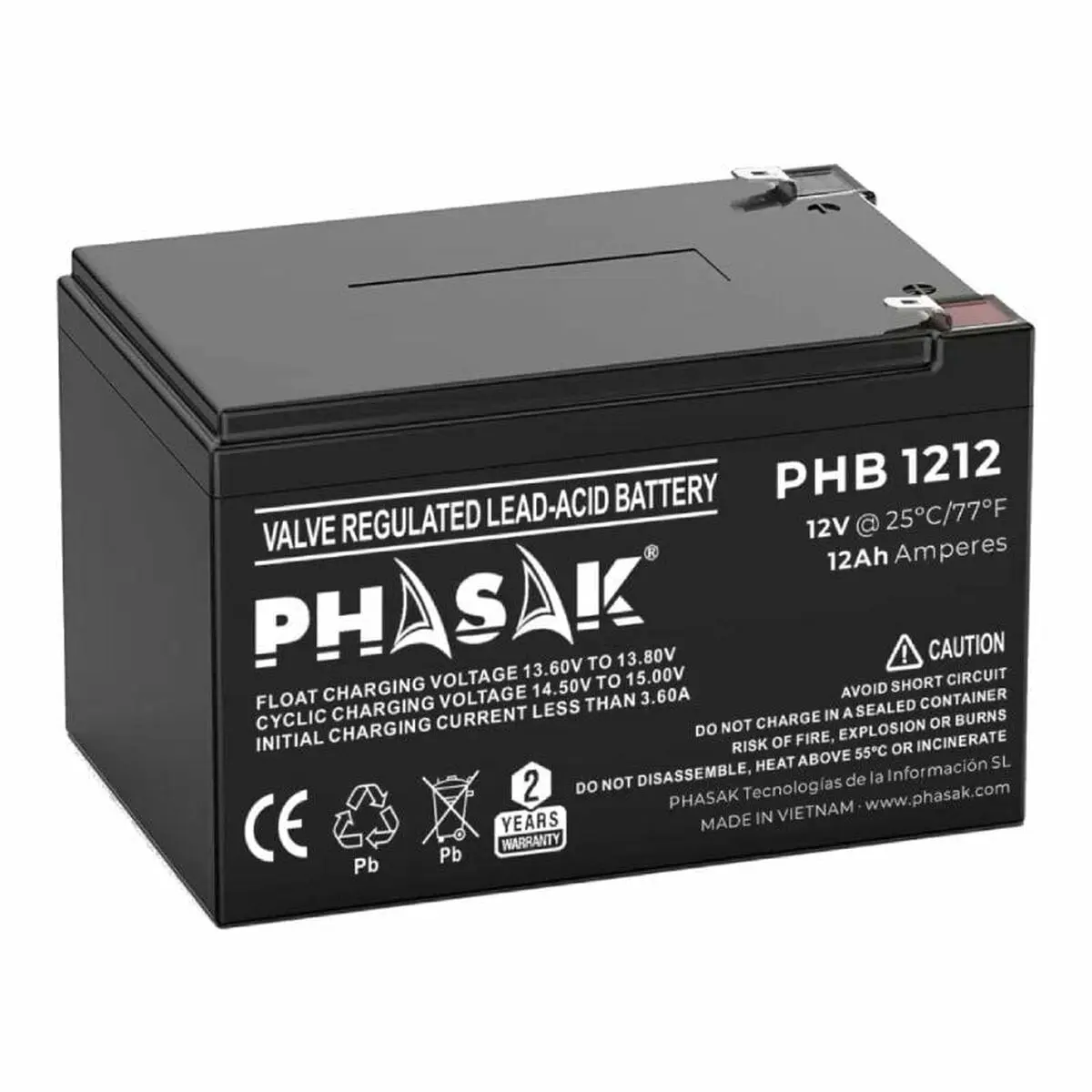 Batteria per Gruppo di Continuità UPS Phasak PHB 1212 12 Ah 12 V