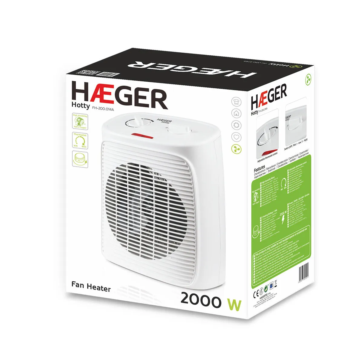 Termoventilatore Portatile Haeger Hotty Bianco 2000 W