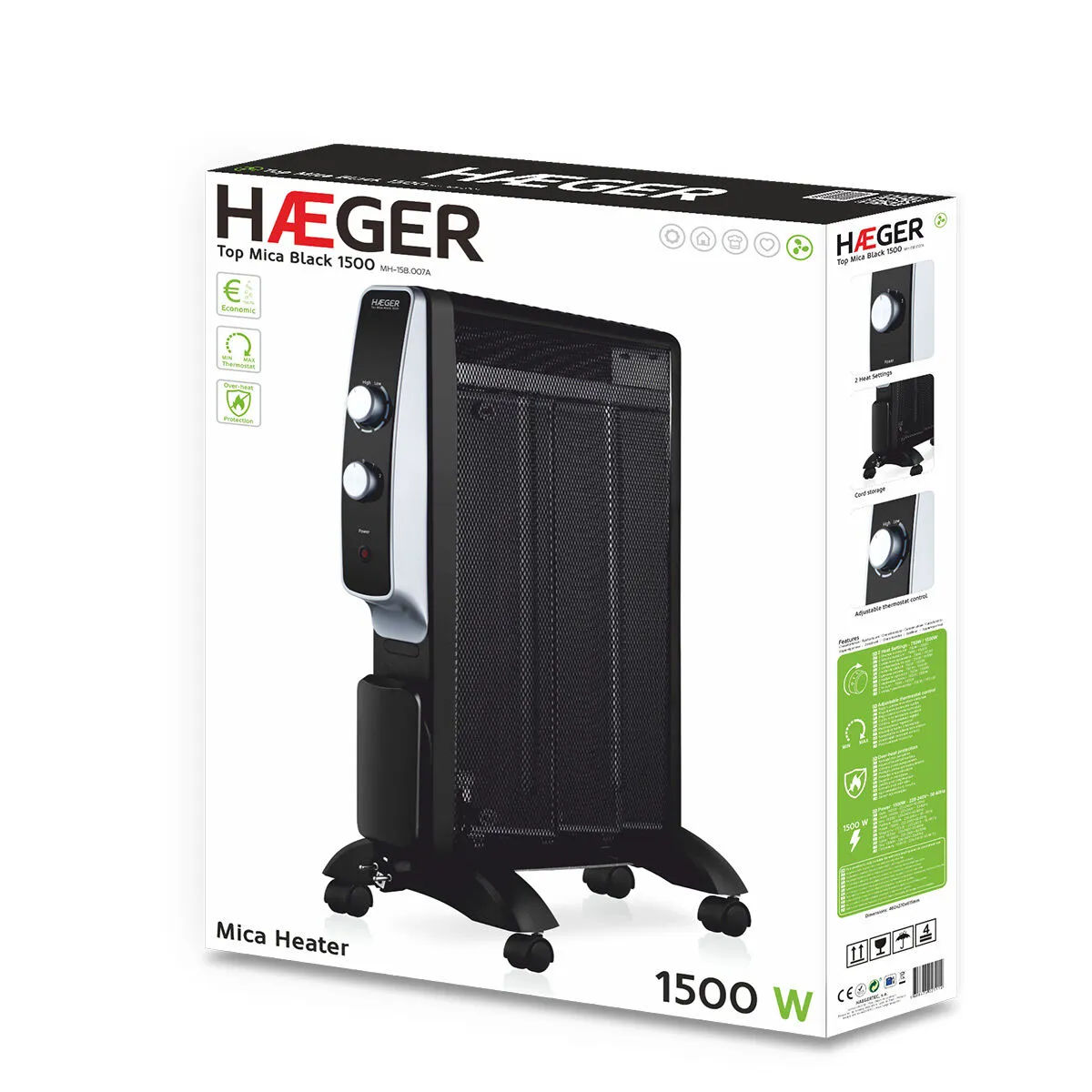 Riscaldamento Haeger Top Mica Black 1500 W