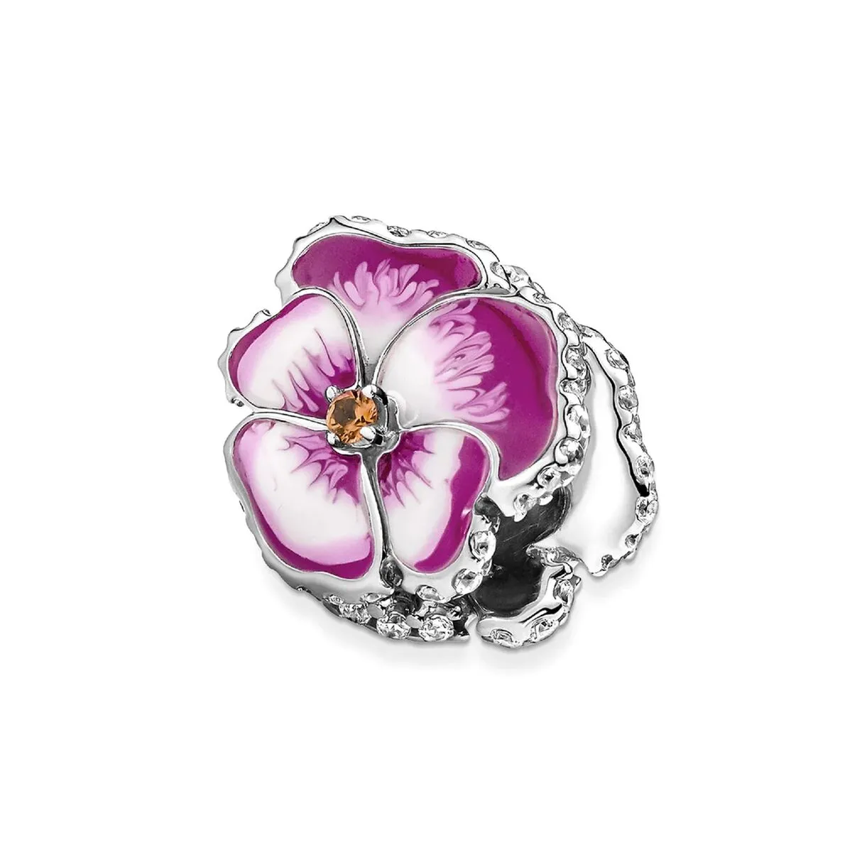 Perlina Donna Pandora PINK PANSY FLOWER