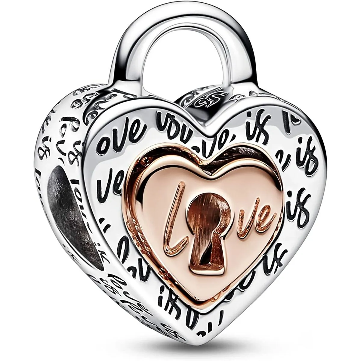 Charm da Donna Pandora TWO-TONE PADLOCK SPLITTABLE HEART