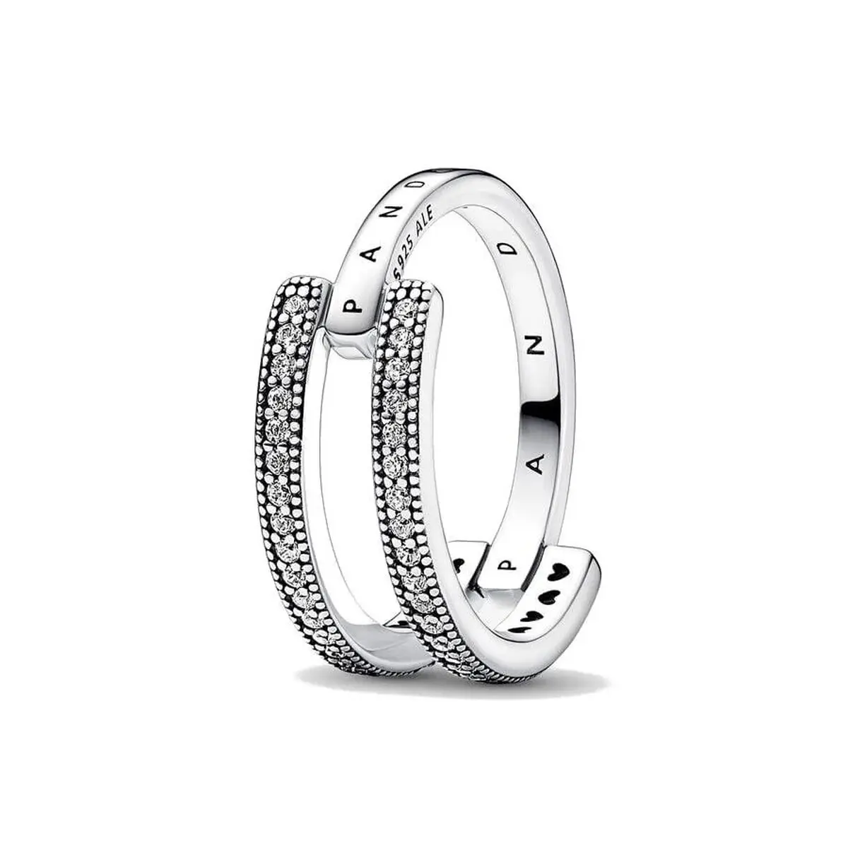 Anello Donna Pandora SIGNATURE LOGO & PAVE DOUBLE BAND - RING - SIZE 52