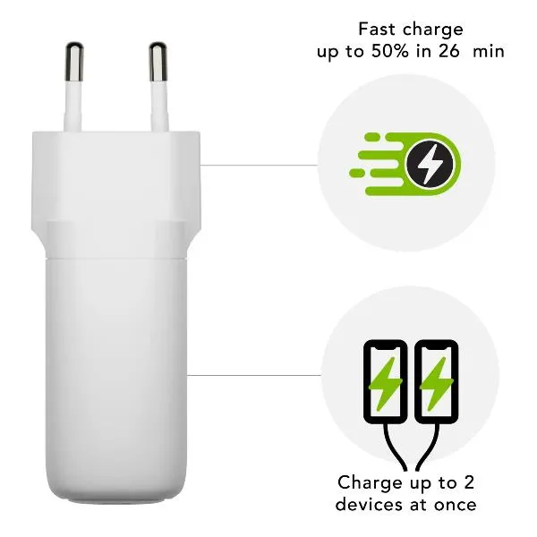 WALL CHARGER - 2X USB-C 45W