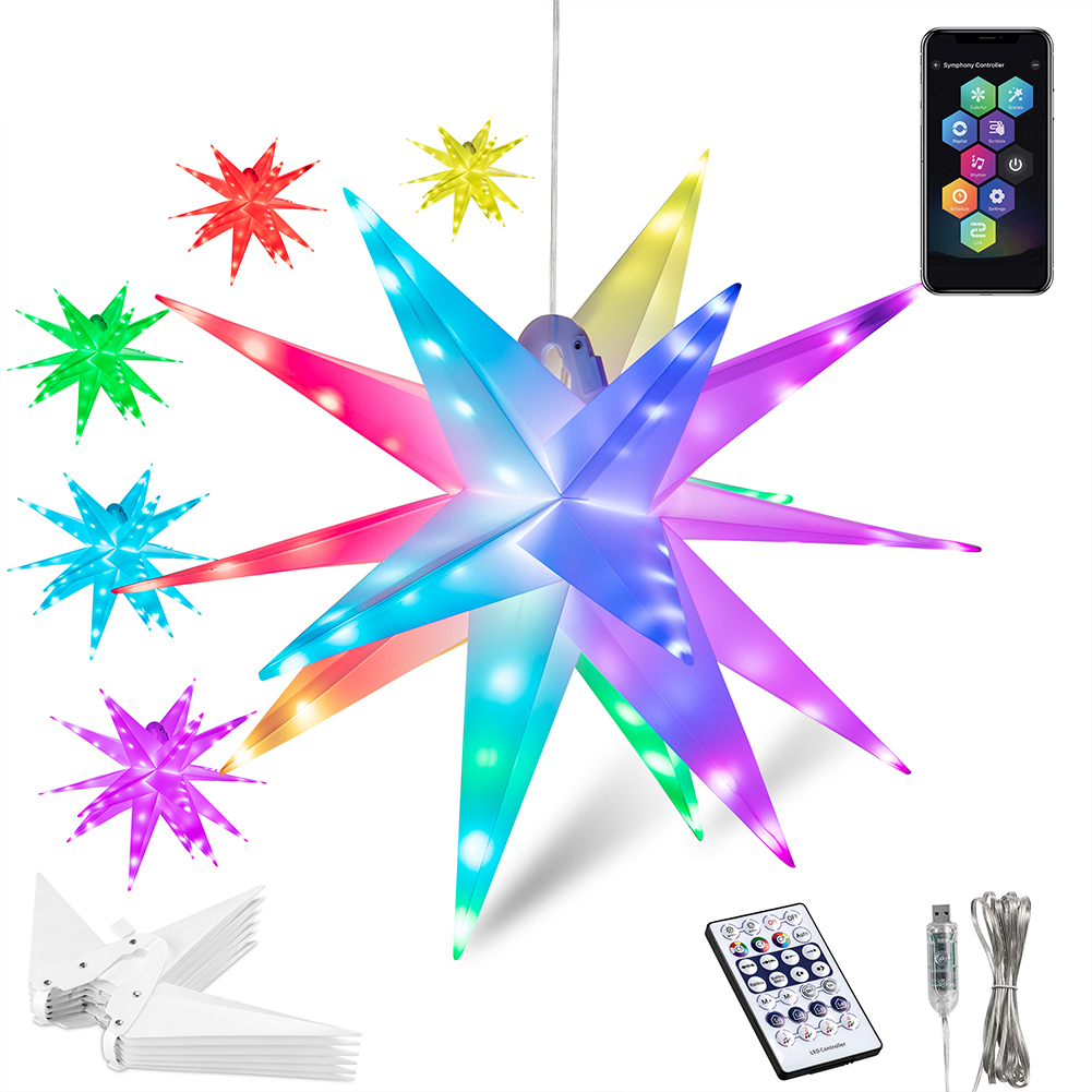 Stella Luminosa di Natale da Soffitto Decorazione Natalizia LED RGB 40cm con App (1)