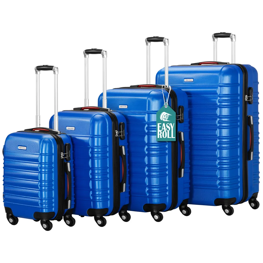 Set 4 Valigie Rigide con Ruote Easy Roll Trolley Bagaglio a Mano Viaggio Blu (1)