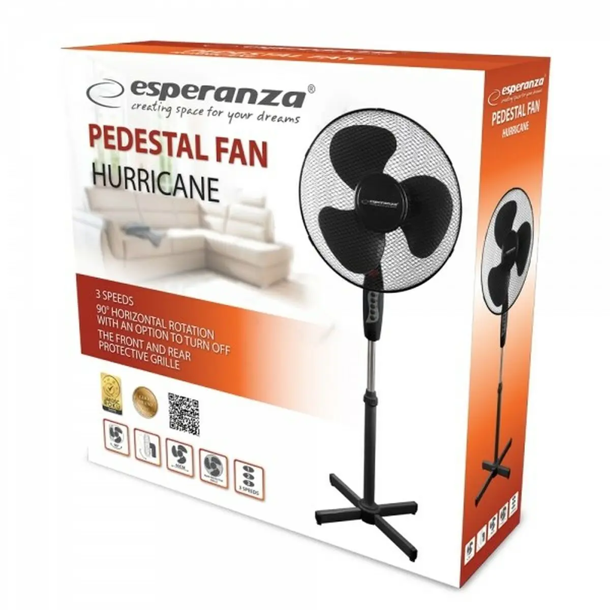 Ventilatore a Piantana Esperanza EHF001KK Nero 50 W