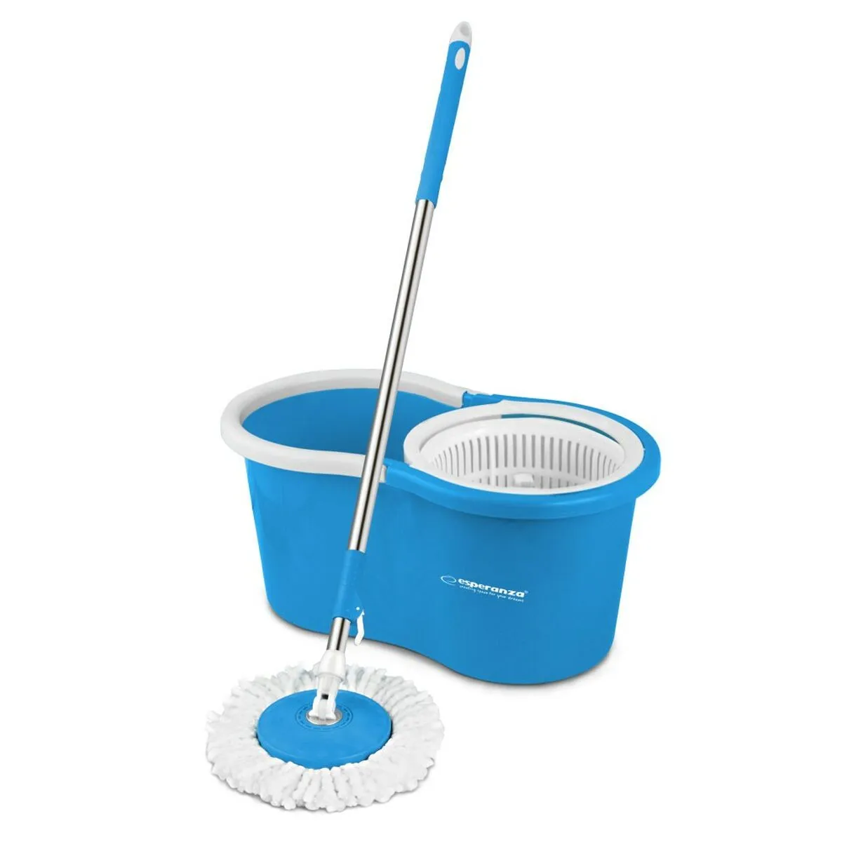 Mop with Bucket Esperanza EHS005 Azzurro Bianco Microfibra