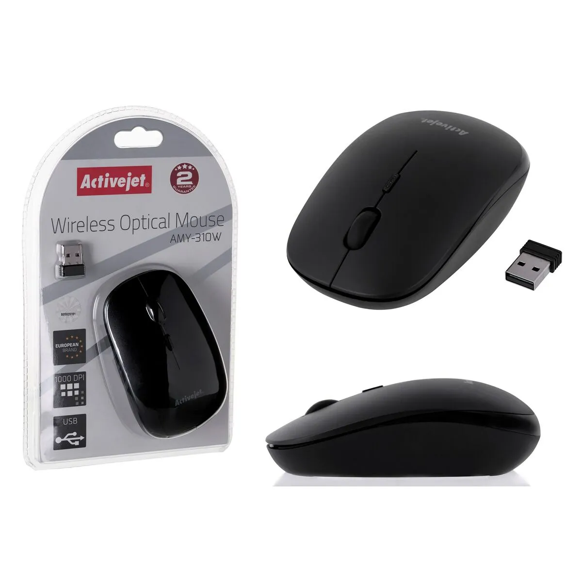 Mouse senza Fili Activejet AMY-310W Nero