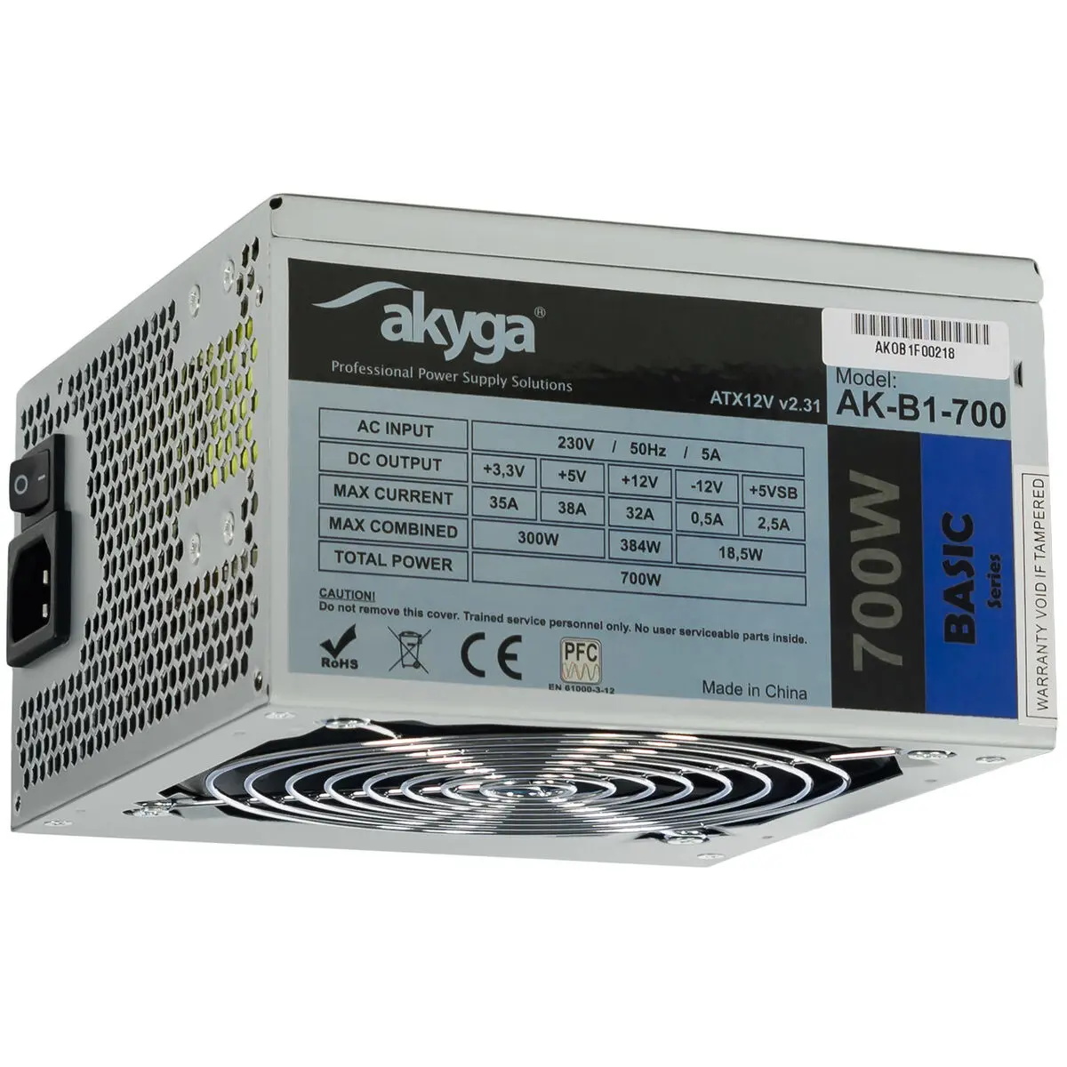 Fonte di Alimentazione Akyga AK-B1-700 700 W Cablata Ventilazione laterale ATX