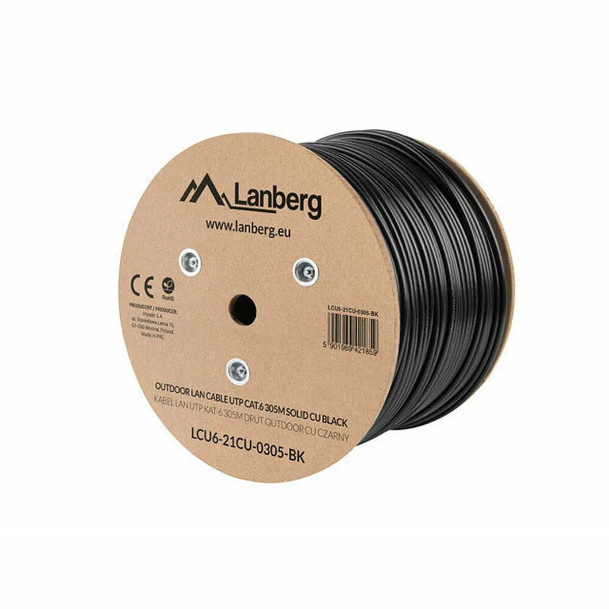 Cavo di Rete Rigido UTP Categoria 6 Lanberg LCU6-21CU-0305-BK 305 m Nero