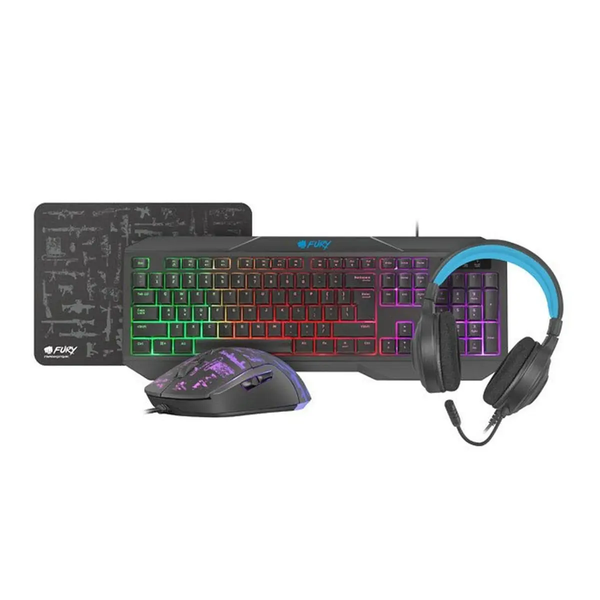 Tastiera e Mouse Natec NFU-1674 Qwerty US Nero RGB