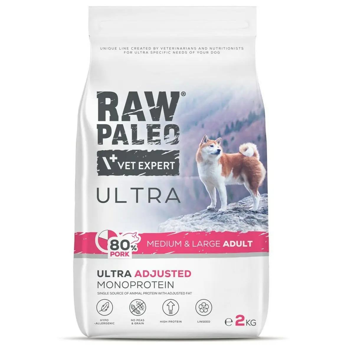 mangime VETEXPERT RAW PALEO Ultra Pork Medium & Large Adult Maiale 2 Kg