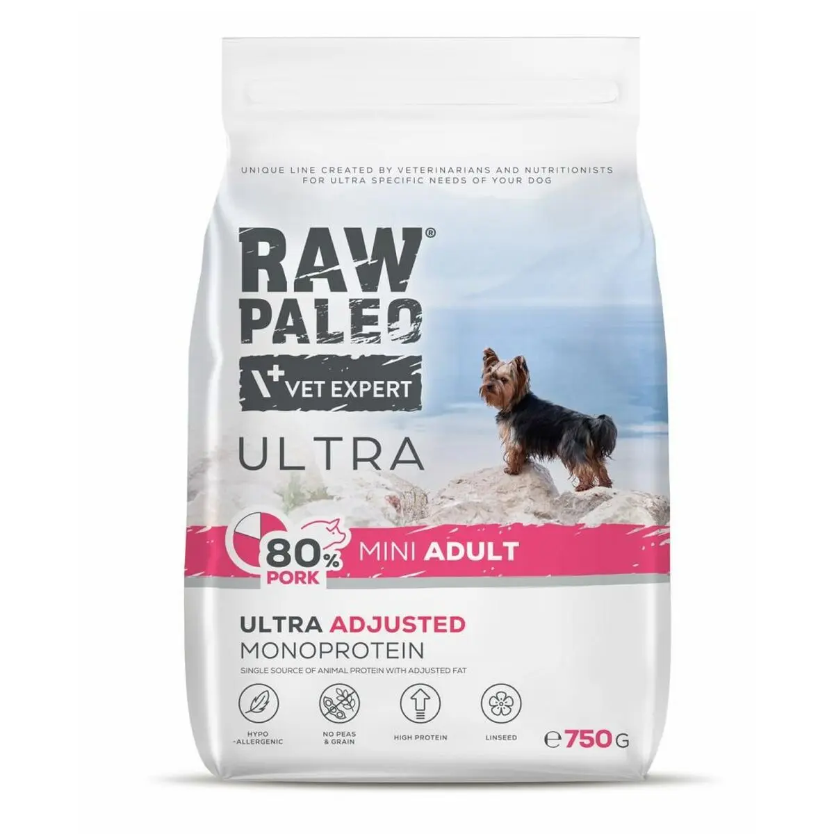 mangime VETEXPERT RAW PALEO Ultra Pork Mini Adult Maiale 750 g