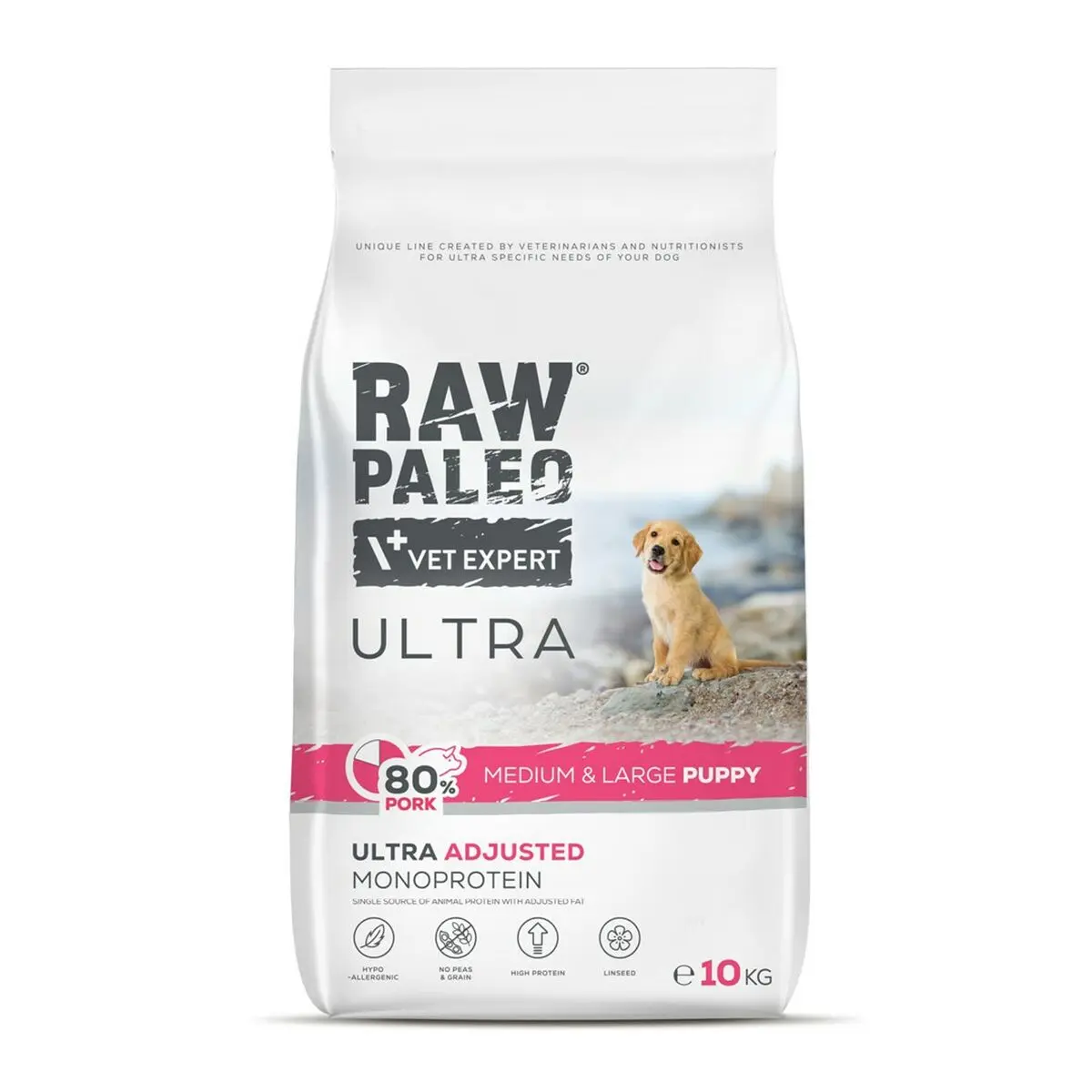 mangime VETEXPERT RAW PALEO Ultra Pork Medium & Large Puppy Maiale 10 kg