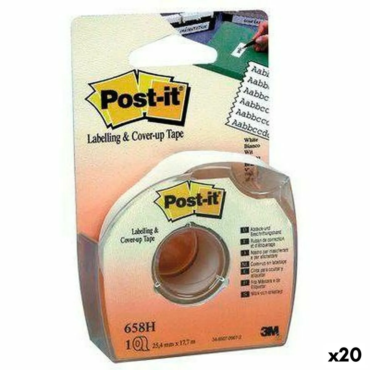 Nastro Adesivo Post-it 658H Bianco 25,4 mm x 17,7 m (12 Unità)