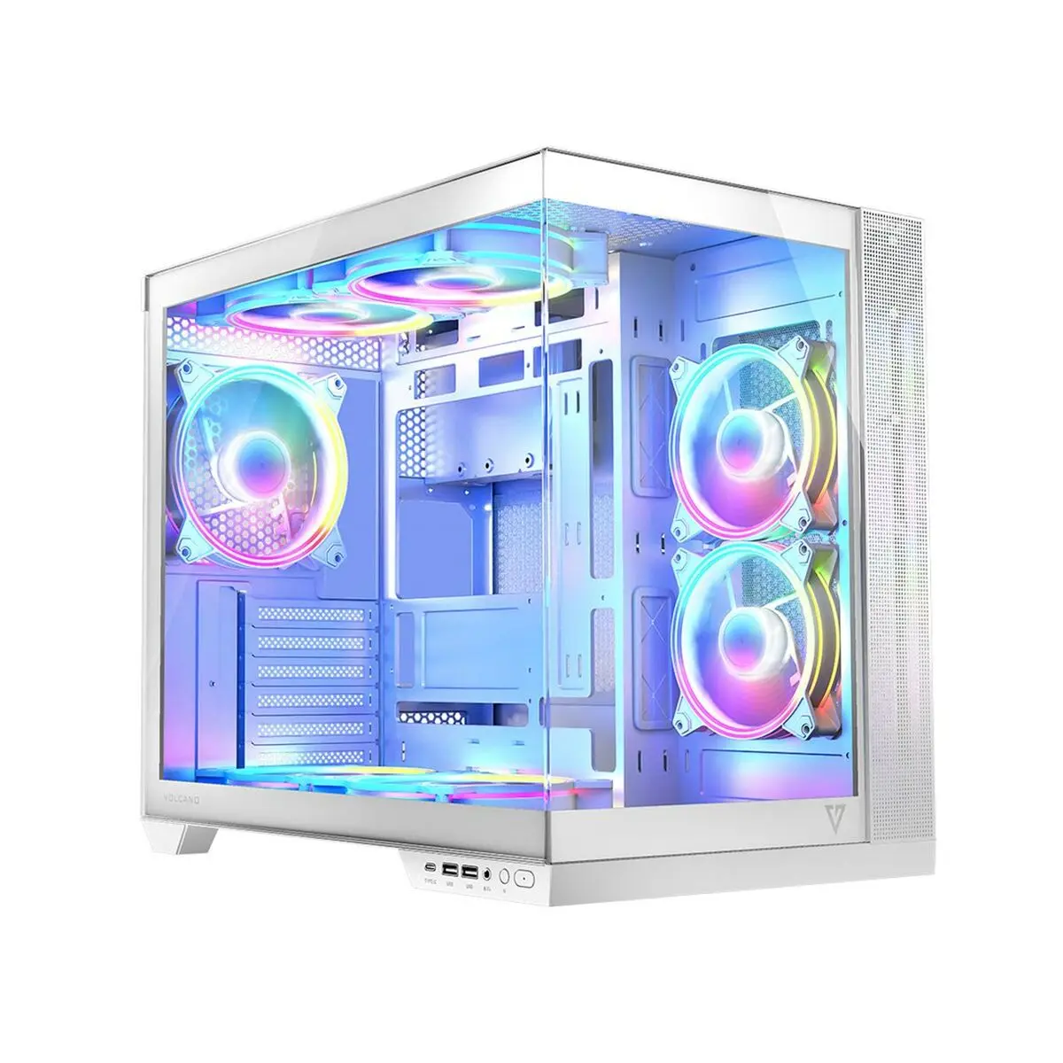 Case computer desktop ATX Modecom Volcano Panorama APEX ARGB 7F MIDI Bianco