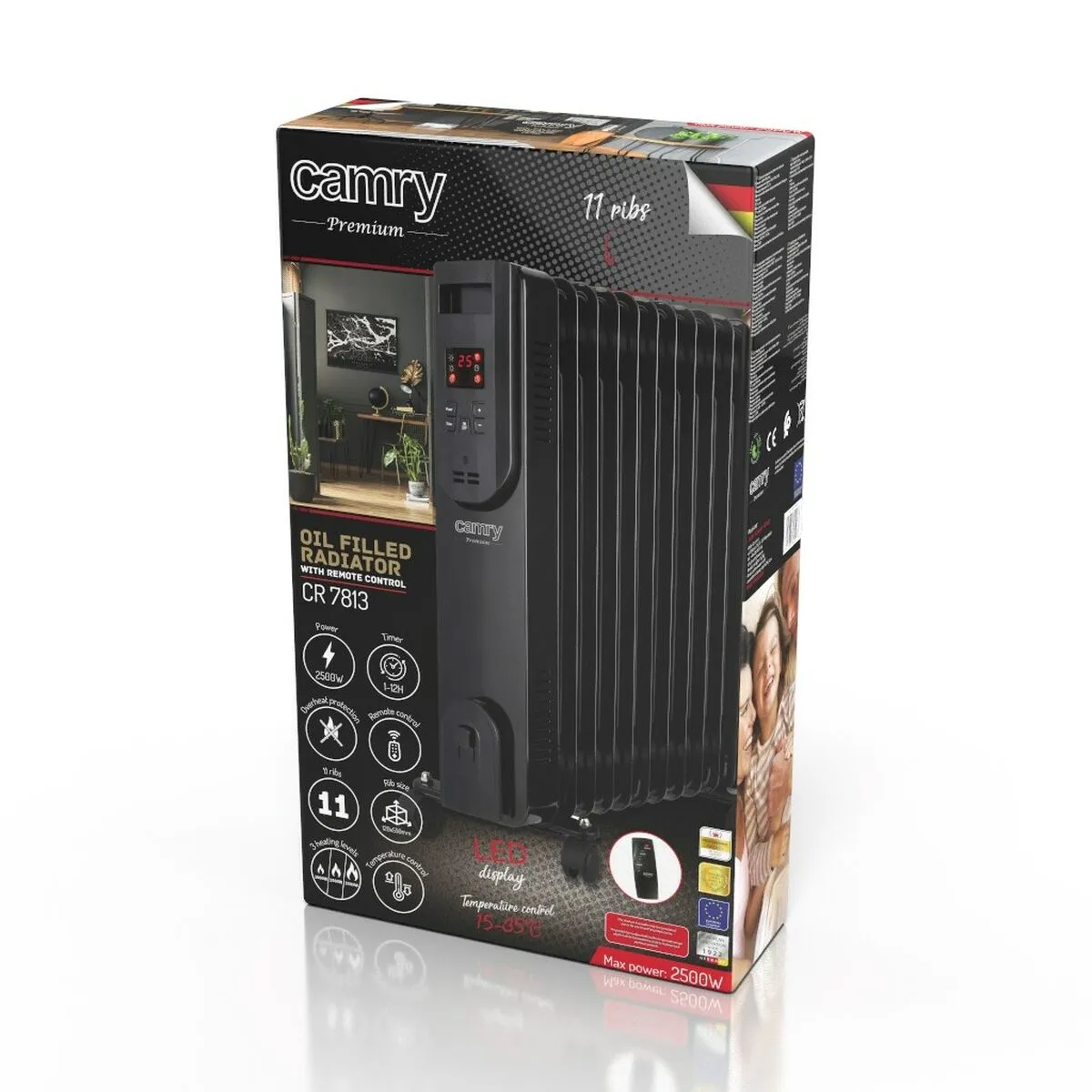 Radiatore Adler CR 7813 Nero 2500 W