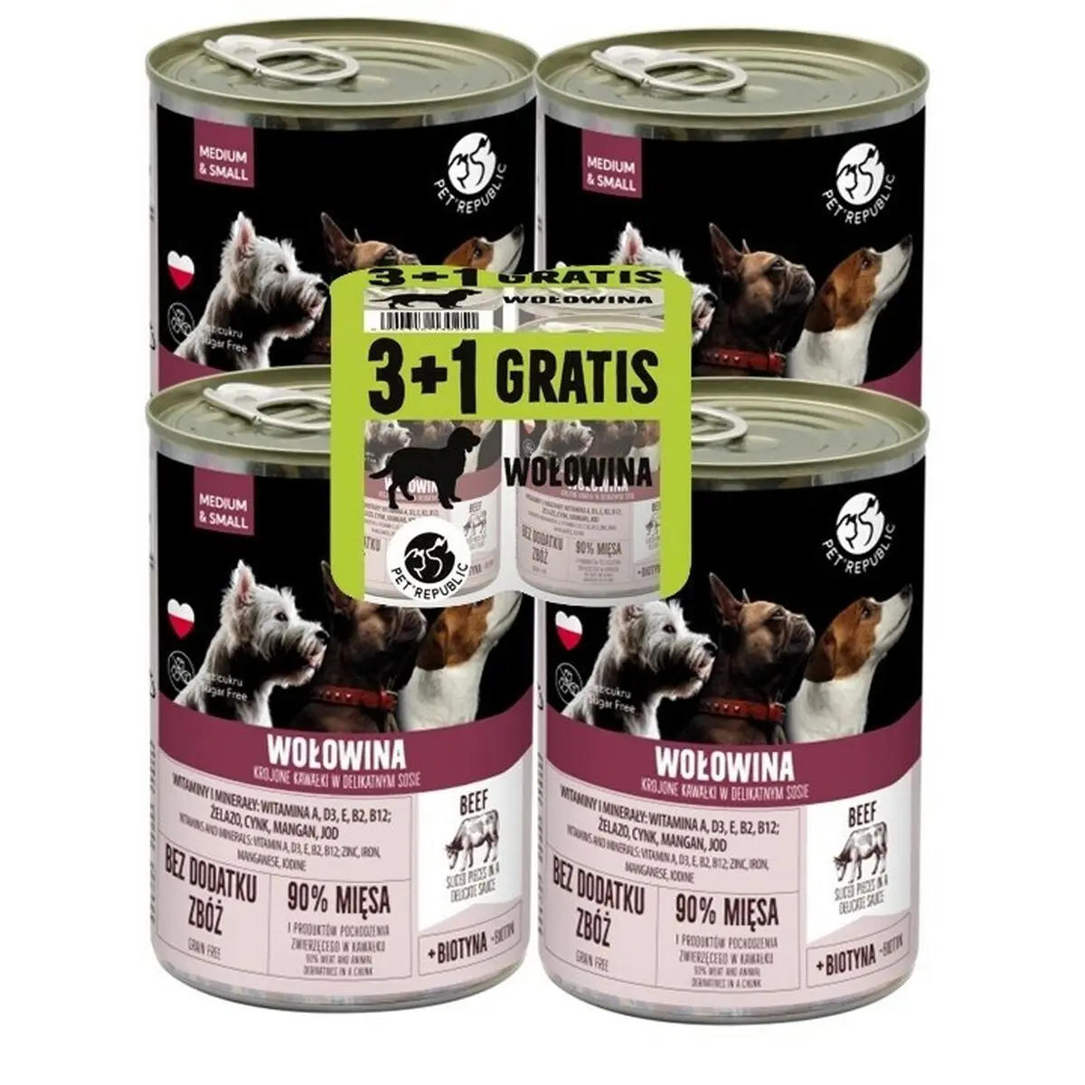 Cibo umido PETREPUBLIC Beef Carne di manzo e vitello 4 x 400 g