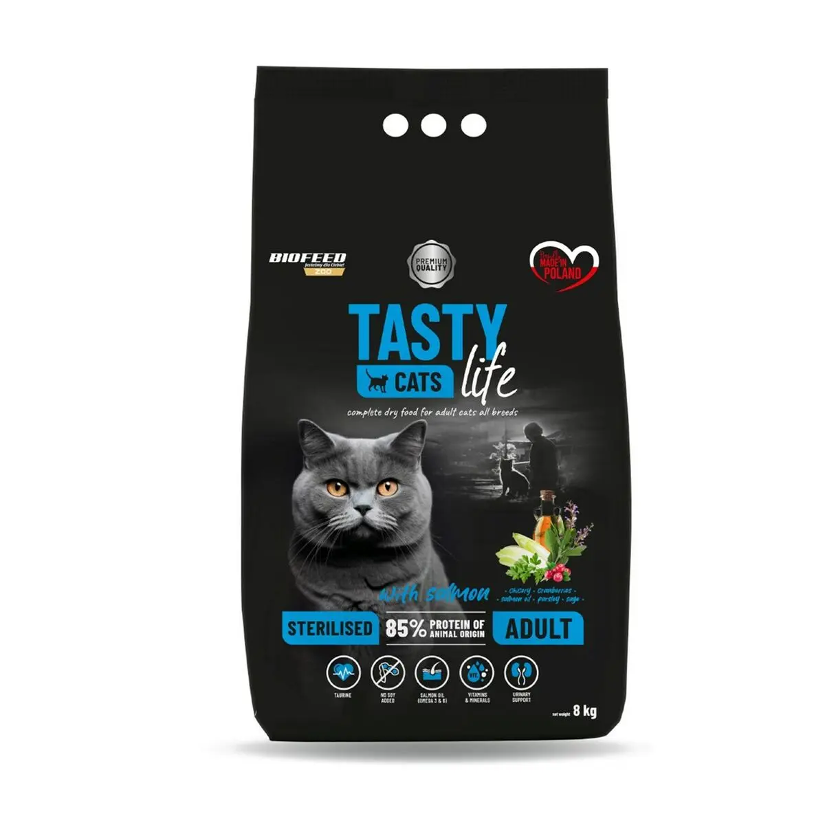 Cibo per gatti Biofeed Tasty Cats Life Salmone 8 kg