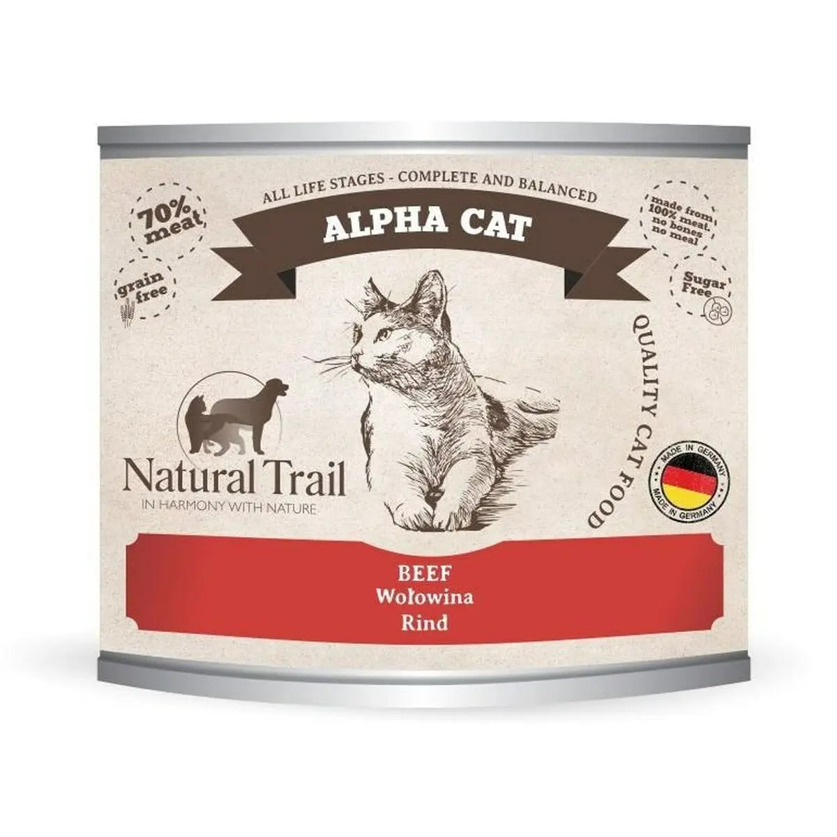 Cibo per gatti NATURAL TRAIL Alpha Cat Beef Carne di manzo e vitello 200 g