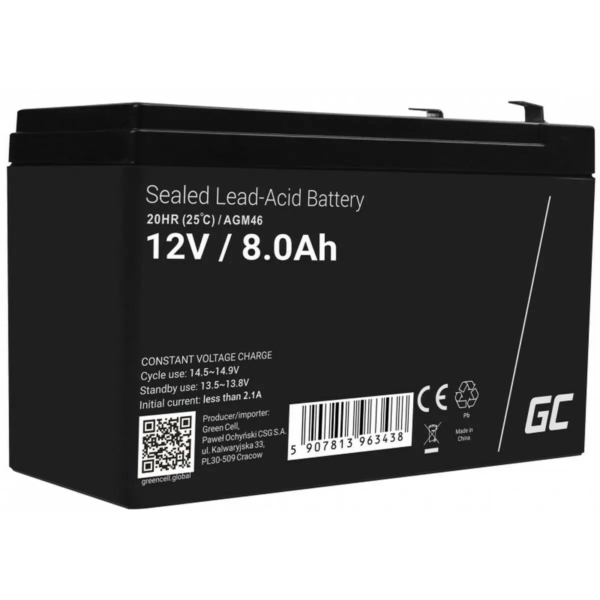 Batteria per Gruppo di Continuità UPS Green Cell AGM46 8000 mAh 12 V