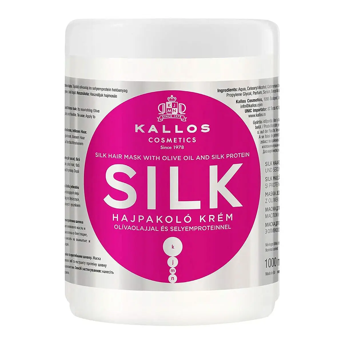 Maschera per Capelli Nutriente Kallos Cosmetics Silk 1 L