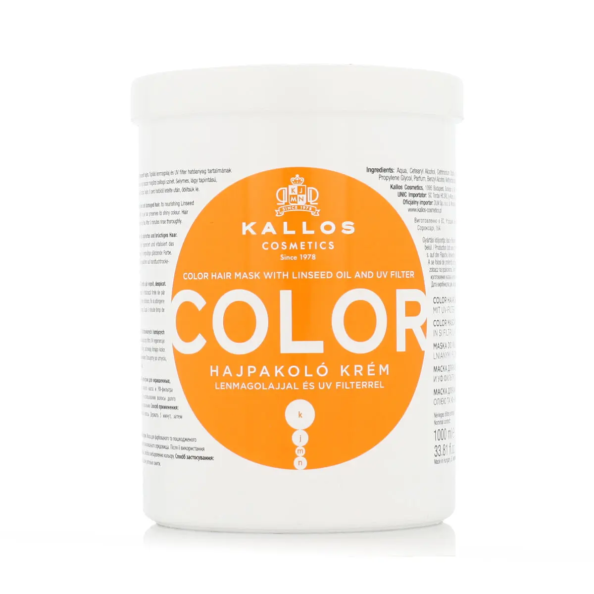 Maschera per Capelli Kallos Cosmetics Color 1 L