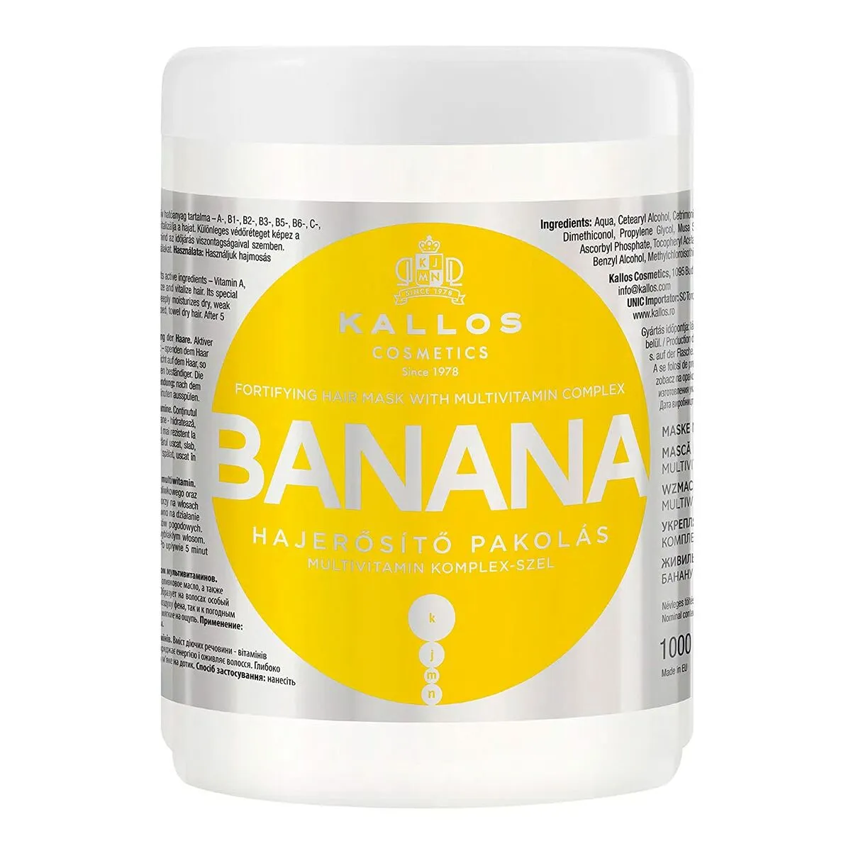 Maschera per Capelli Nutriente Kallos Cosmetics Banana 1 L