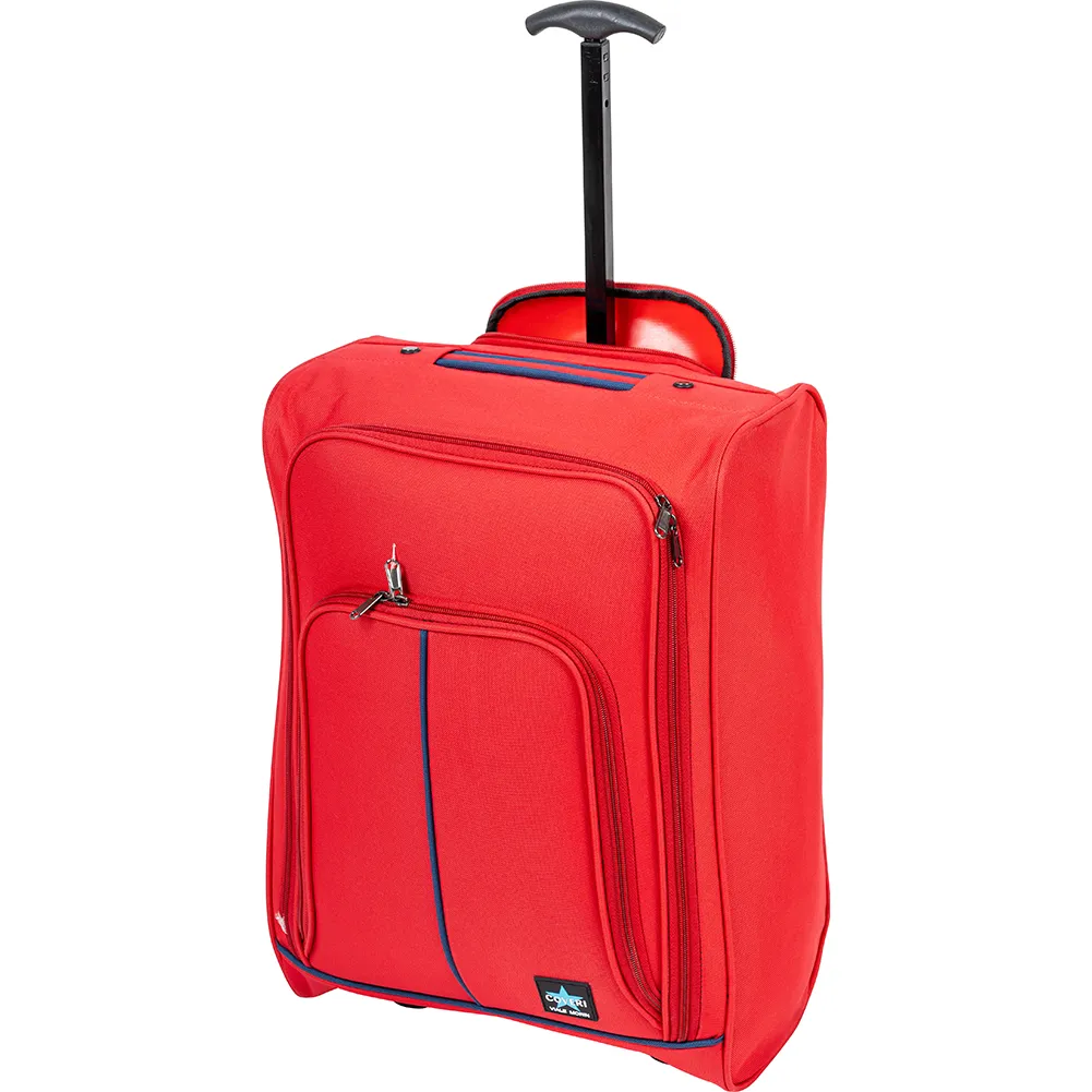 Trolley Cabina Morbido Bagaglio a Mano Rosso con Maniglia Telescopica 35x20x50cm (1)