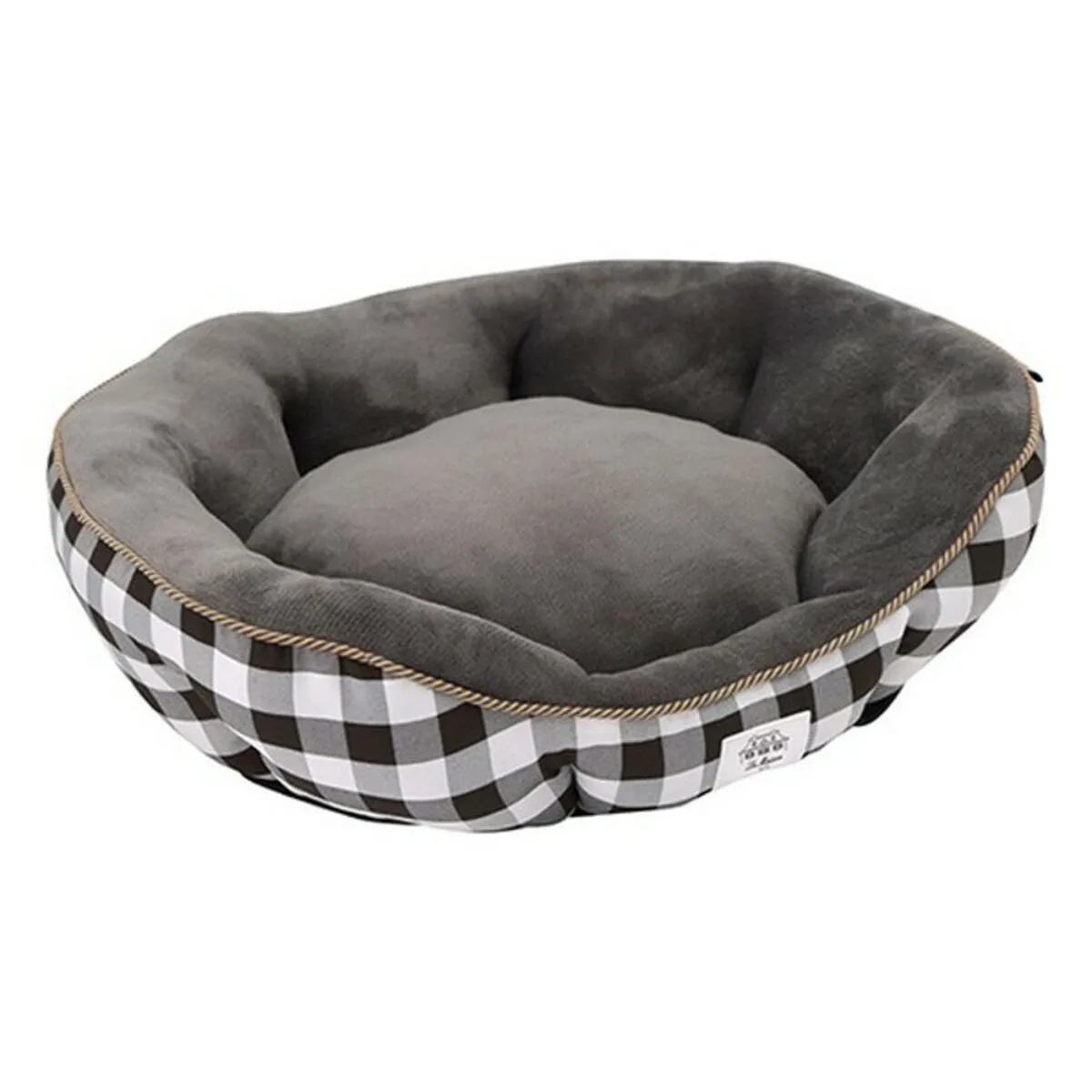 Letto per Animali Domestici Hearts & Homies Nero Stoffa Bianco (75 x 60 x 25 cm)