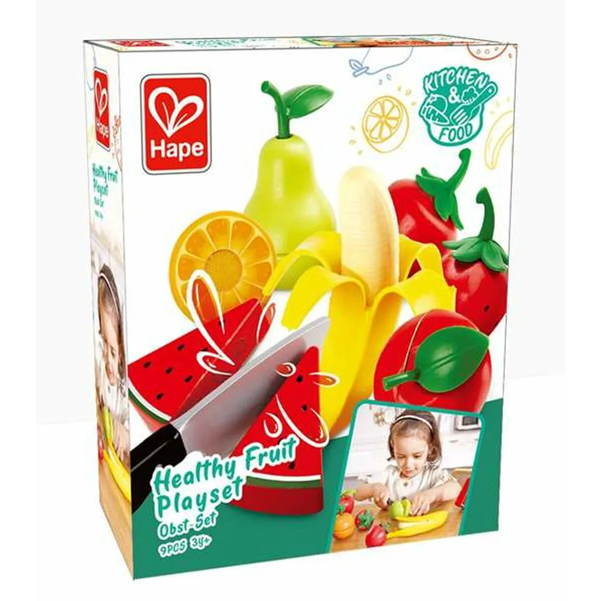 Set di Alimenti giocattolo Hape 9 Pezzi Frutta