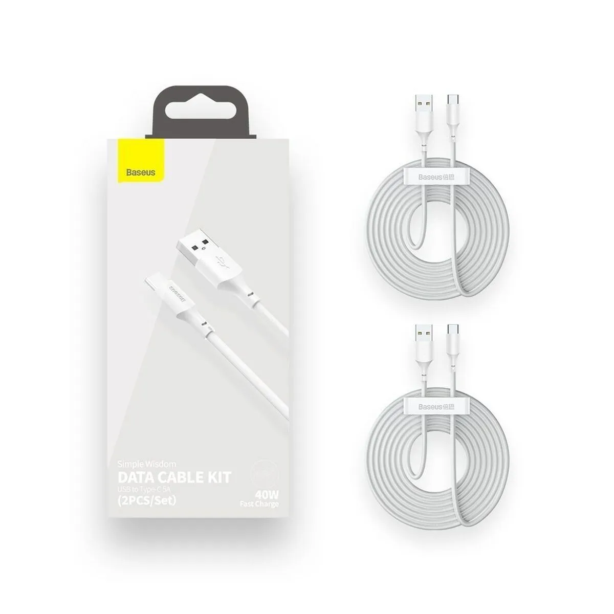 Cavo USB A con USB C Baseus TZCATZJ-02 Bianco 1,5 m (2 Unità)