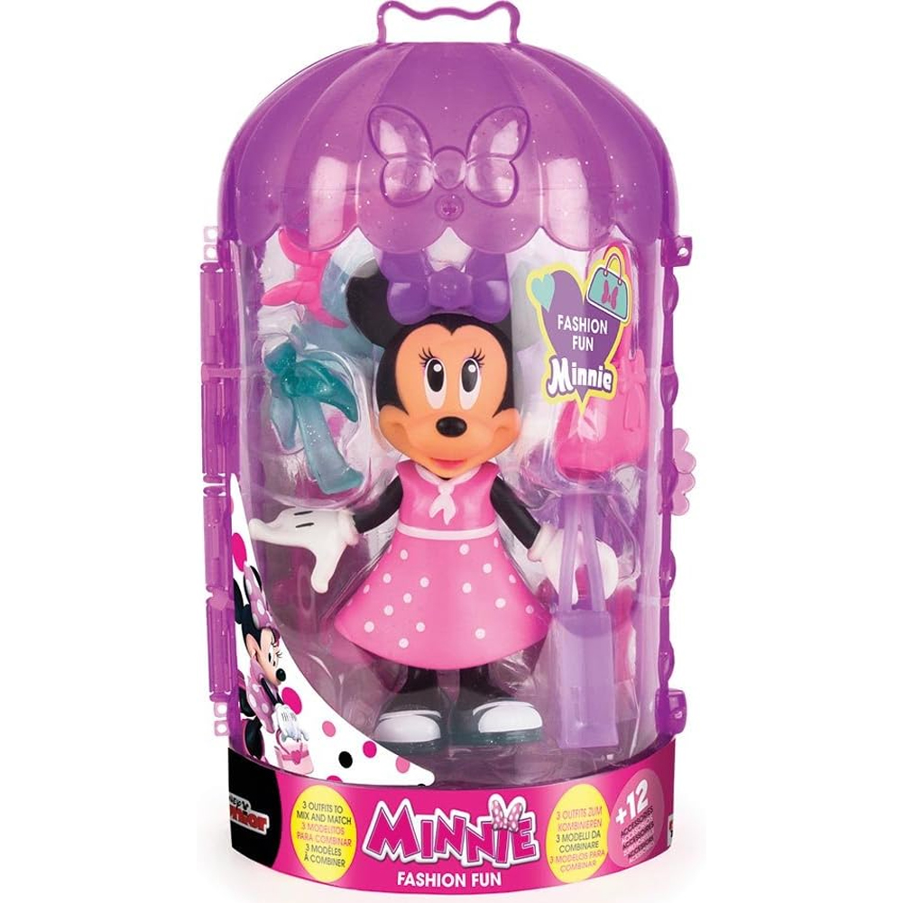 Minnie Fashon Fun Bambola 15cm 12 Accessori 3 Vestiti Intercambiabili Idea Regalo (1)