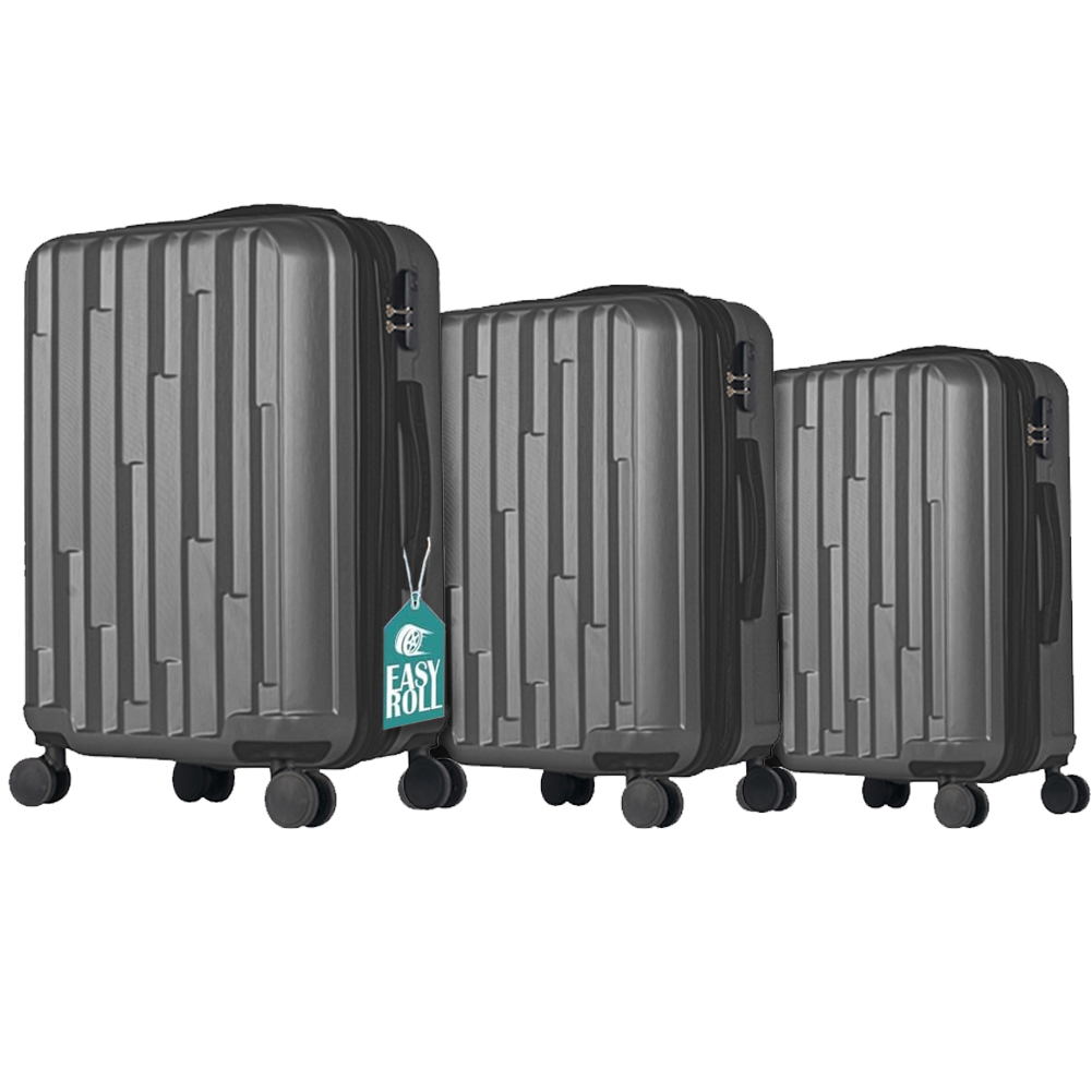 Set 3 Valigie Rigide New York con Ruote Easy Roll Trolley Bagaglio Viaggio Grigio (1)