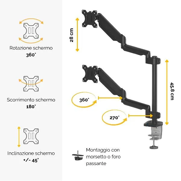 BRACCIO MONITOR DOPPIO PLATINUM