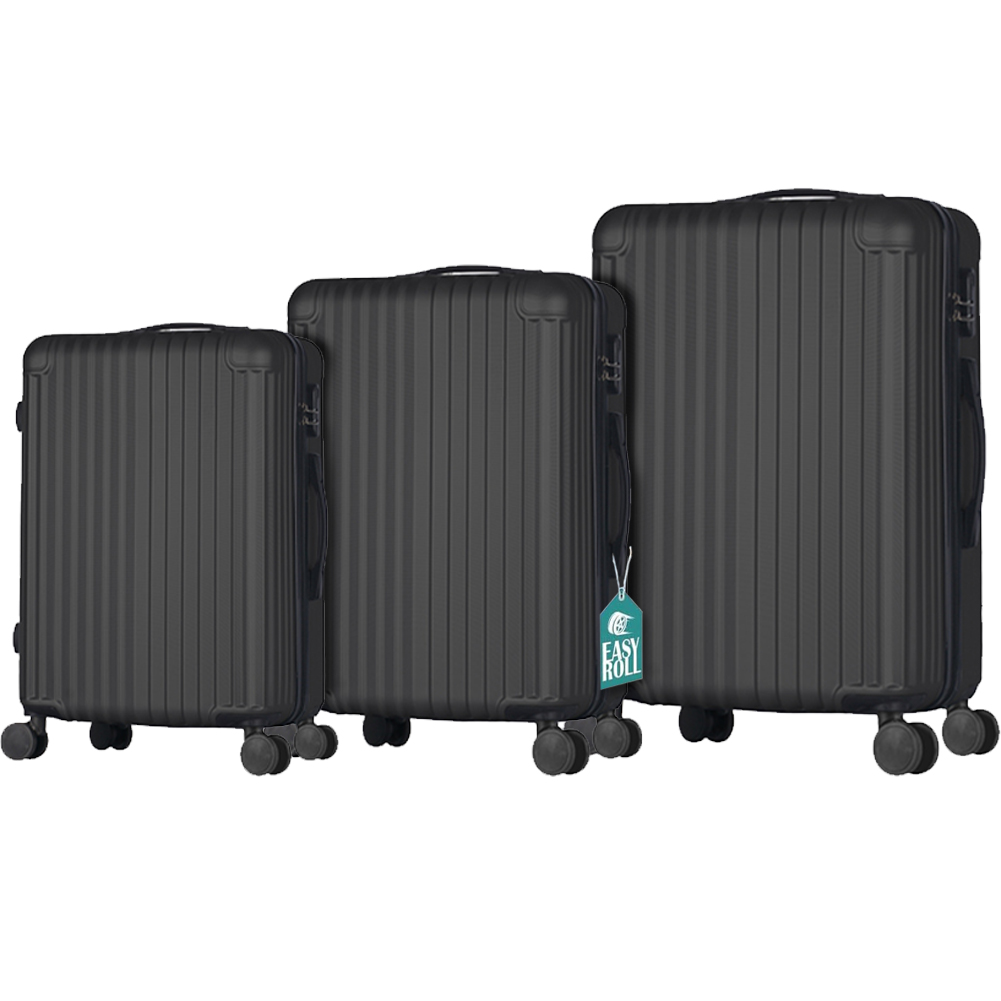 Set 3 Valigie Rigide Raito con Ruote Easy Roll Trolley Bagaglio Viaggio Nero (1)