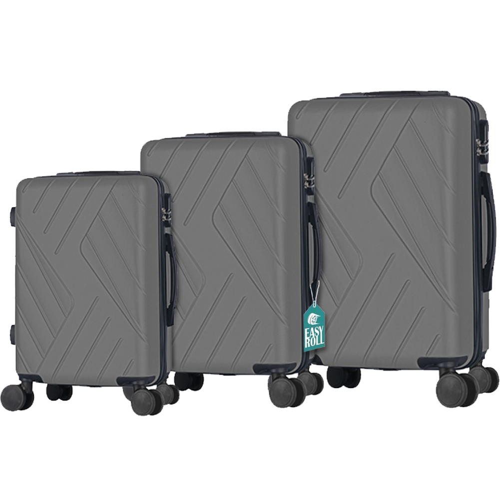 Set 3 Valigie Rigide Basilea con Ruote Easy Roll Trolley Bagaglio Viaggio Grigio (1)