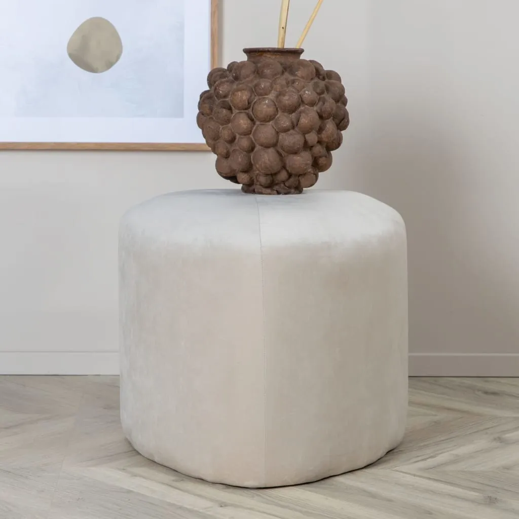 Venture Home Pouf Peg 46x46x41 cm Velluto Bianco