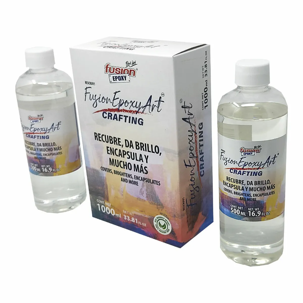 Resina epossidica Fusion Epoxy Black Label Rescruv1 Arti e mestieri Trasparente 1 L 2 Pezzi