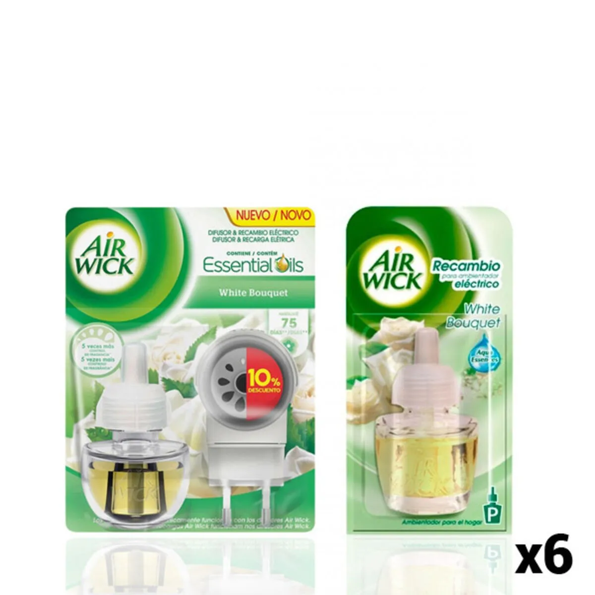 Pacco Diffusore Elettrico per Ambenti + 6 Ricambi Air Wick White Bouquet