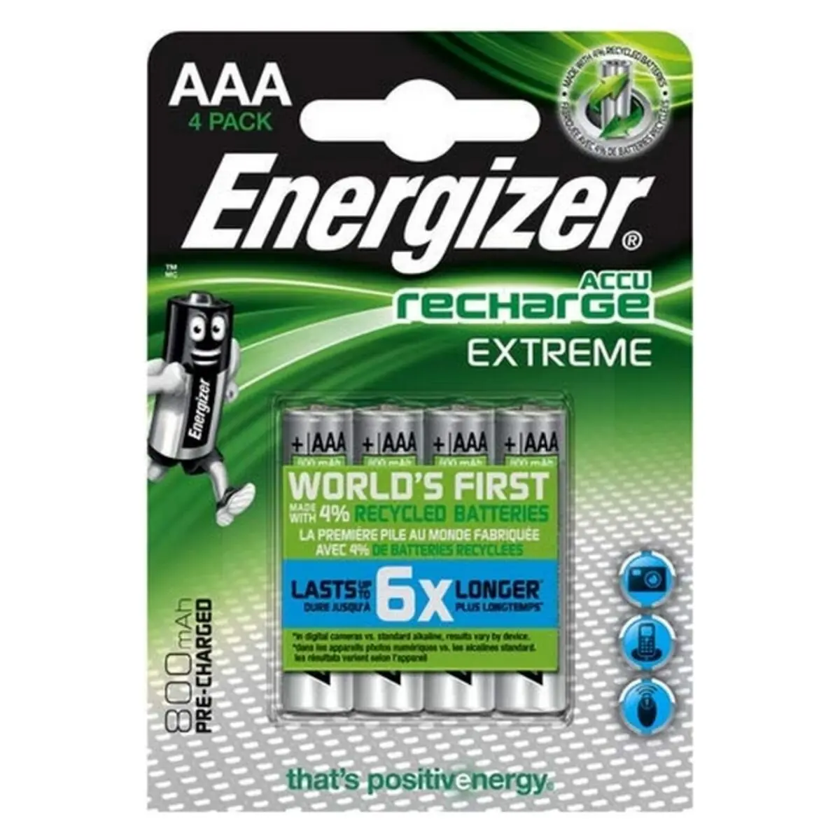 Batterie Ricaricabili Energizer ENR Extreme NH12 800 BP4 Pre-Ch AAA HR03 (4 Unità)