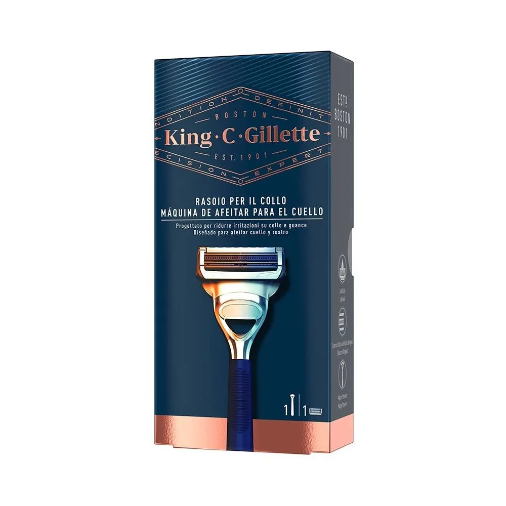 Rasoio Manuale per Barba King C Gillette Neck Razor Azzurro