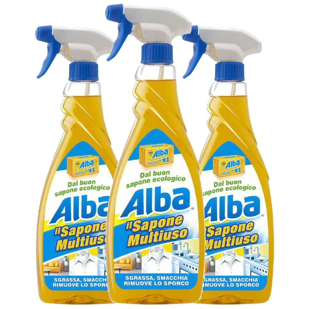 3 x 750 ml Alba Sgrassatore Sapone Multiuso Spray Ecologico Sciogligrasso (1)