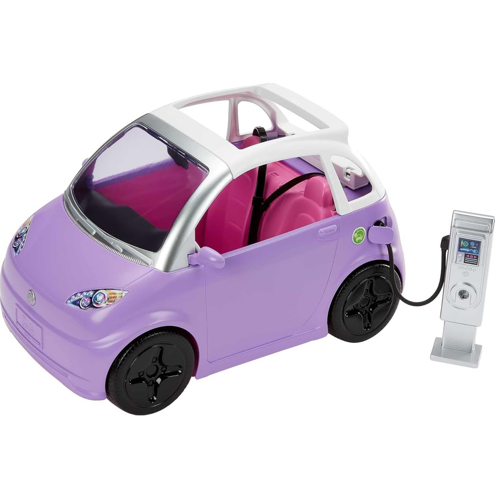 Barbie Bambola Barbie Auto Elettrica Viola Tettuccio Stazione e Cavo di Ricarica (1)